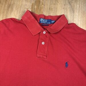 Polo Ralph Lauren Custom Fit Short Sleeve Pique Polo Shirt Mens XL Red Casual